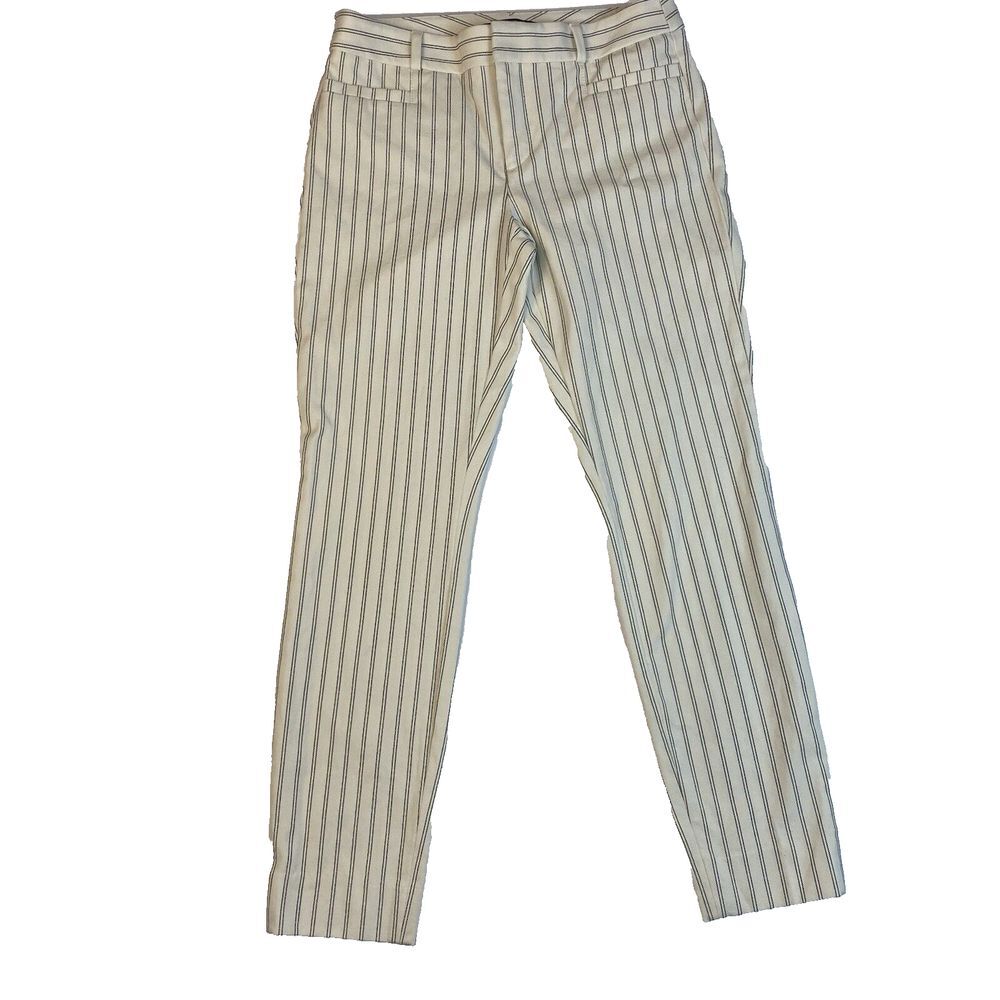 Banana Republic Cream and Black Striped Trousers
